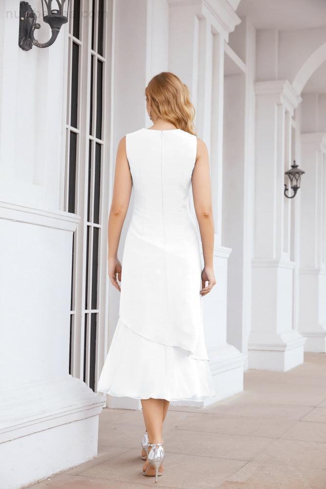 Vestido de festa formal para mãe da noiva, corte A, duas peças, Numbersea 28072 