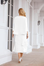 Vestido de festa formal para mãe da noiva, corte A, duas peças, Numbersea 28072 