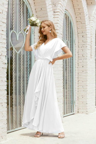 Numbersea  Mother of The Bride Dresses Plus Size V-Neck Floor Length Formal Prom Dress for Wedding Guest 28020