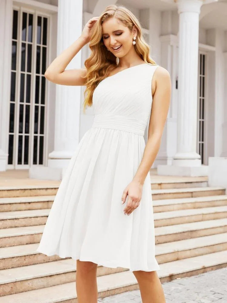 Vestido de Fiesta Corto Formal de Hombro Descubierto con Plisados Numbersea Homecoming 28046