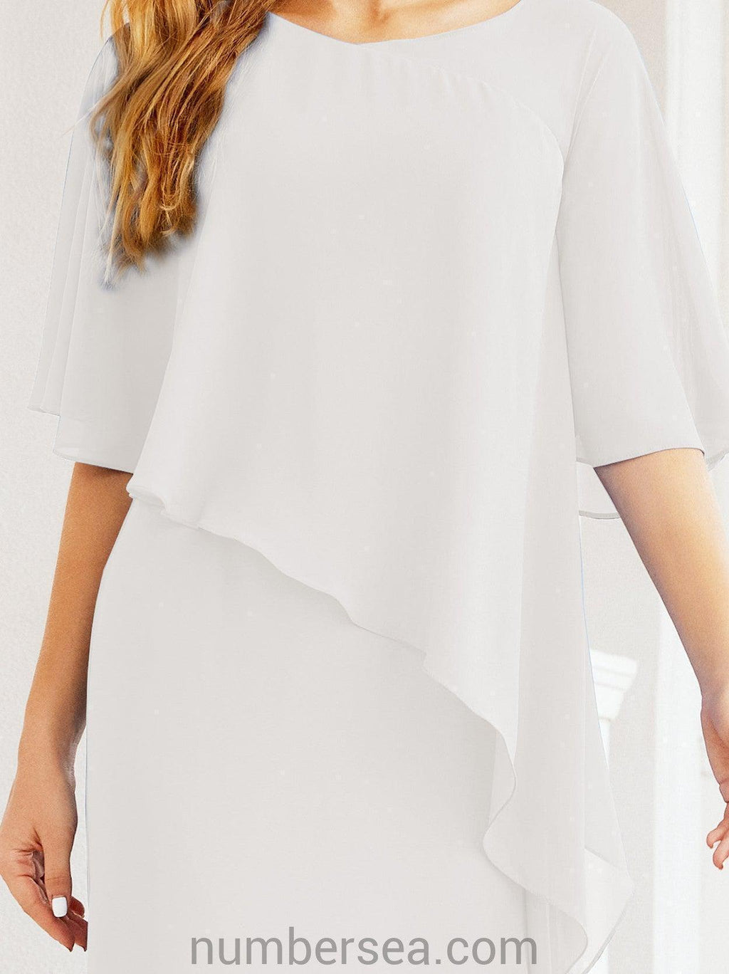 Vestido de festa formal comprido Numbersea com capa e folhos 28026 