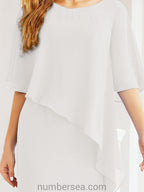 Vestido de festa formal comprido Numbersea com capa e folhos 28026 