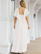 Numbersea Chiffon Bridesmaid Dresses Long Formal Evening Prom Mother of The Bride Dress with Flutter Sleeve     SEA28040