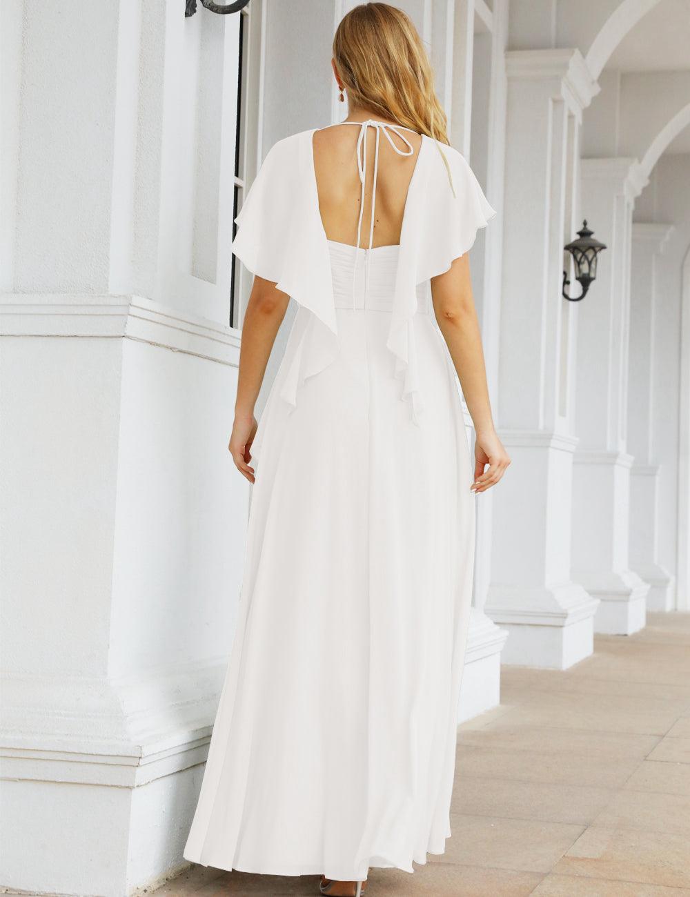 Numbersea Chiffon Bridesmaid Dresses Long Formal Evening Prom Mother of The Bride Dress with Flutter Sleeve     SEA28040