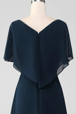 Kleid für die Brautmutter, asymmetrisch, Pailletten, Chiffon, mit Perlen