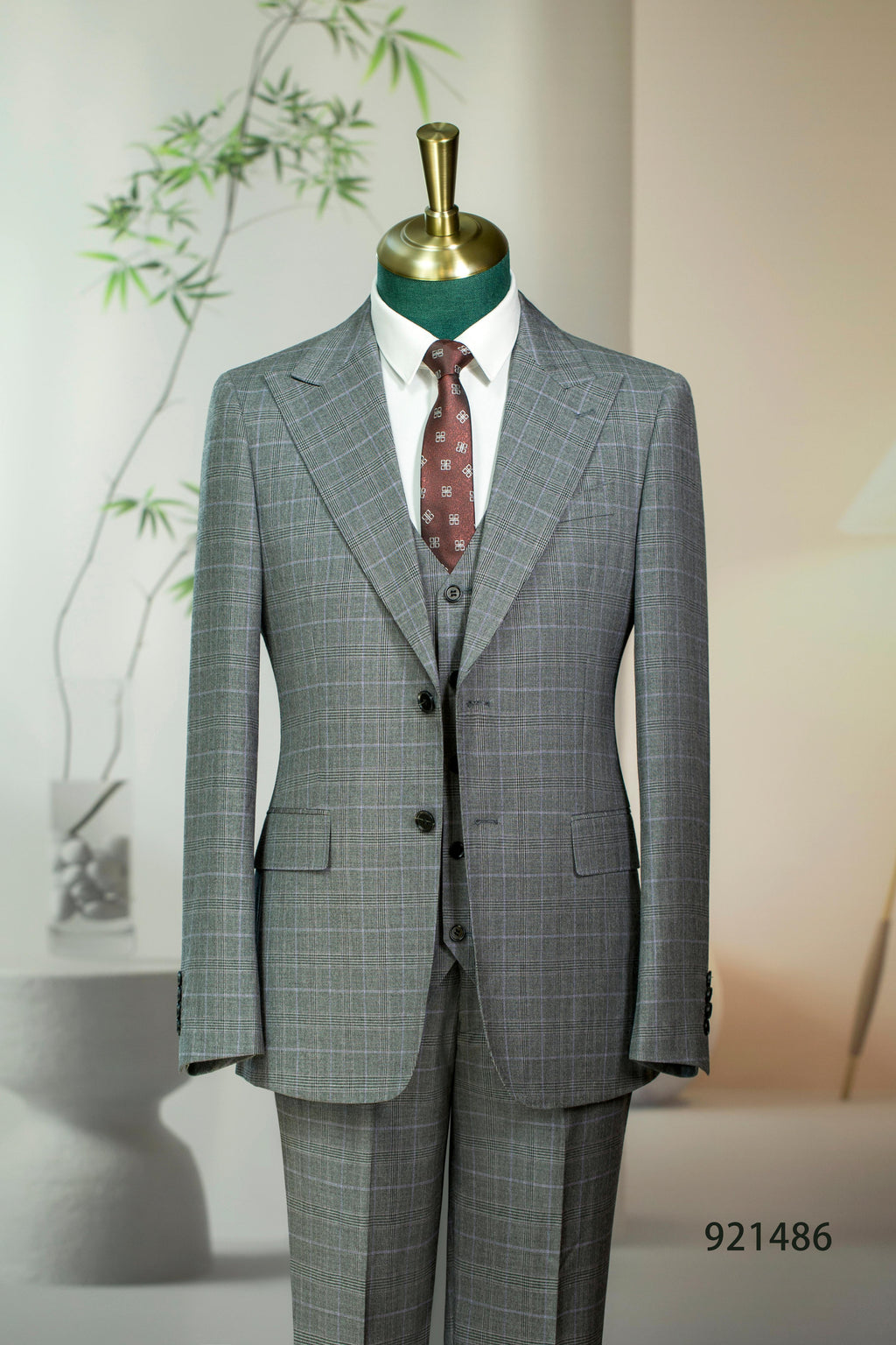 Diberon Men's Wedding Dress Business Formal Three-piece Slim Groomsman Groom Wedding Dress 921468