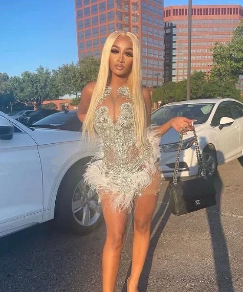 Fato de 18 anos para rapariga negra vestido de baile de finalistas luxuoso vestido de festa com contas Y959