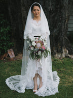 Gogerous V-neck Lace Tulle High-low Wonderful Wedding Dresses Evening Dresses.DB10619