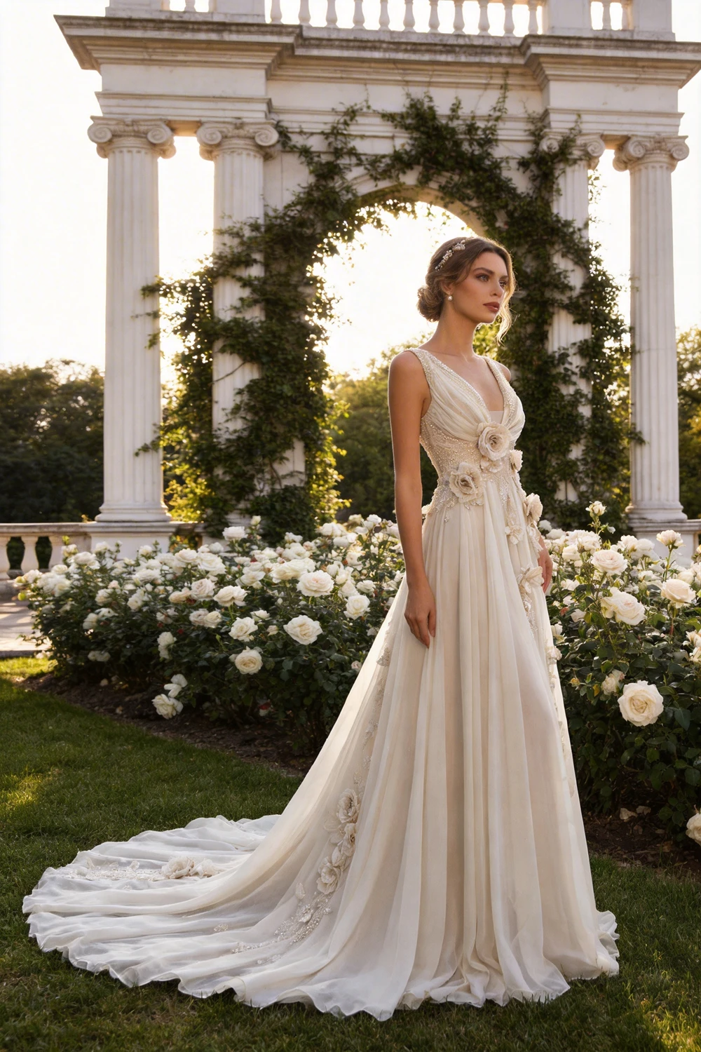 Charming V Neck Chiifon Appliques Beaded Prom Dress Wedding Dress Y8032 by simplepromdress