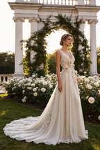 Charming V Neck Chiifon Appliques Beaded Prom Dress Wedding Dress Y8032 by simplepromdress