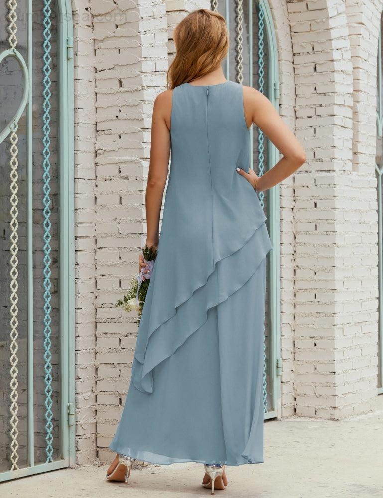 Vestidos longos de chiffon plus size para mãe da noiva, vestido formal de madrinha de casamento, 28019 