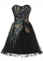 Vestido corto de cóctel negro de línea A con escote de corazón, satén de tul elegante con cuentas para fiesta de bienvenida Y8483