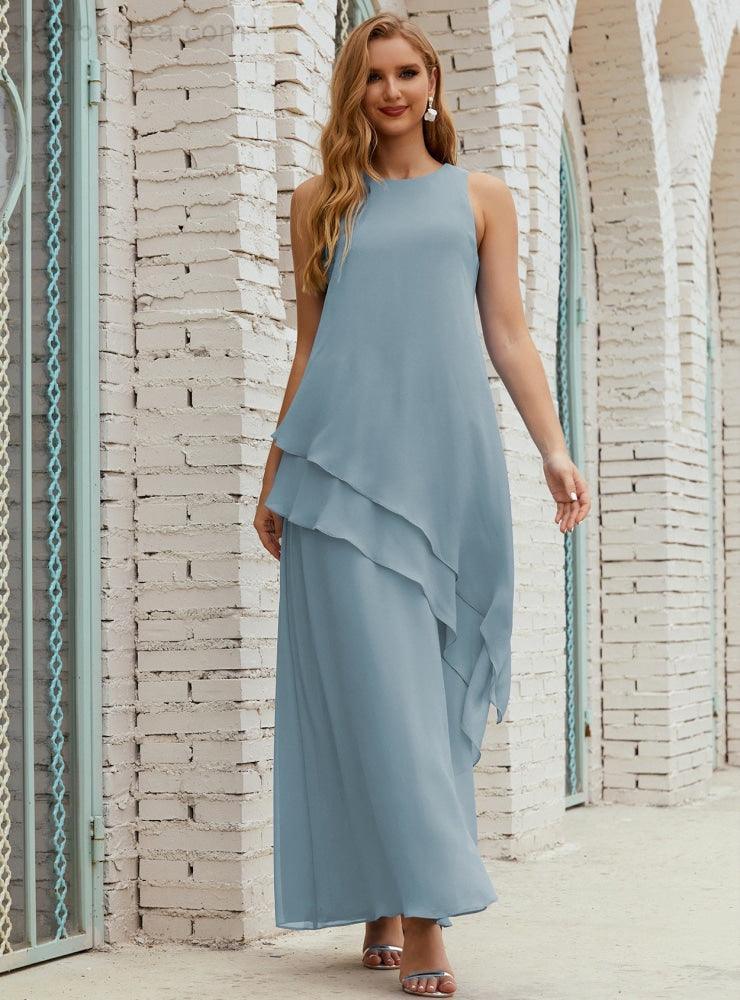 Vestidos longos de chiffon plus size para mãe da noiva, vestido formal de madrinha de casamento, 28019 