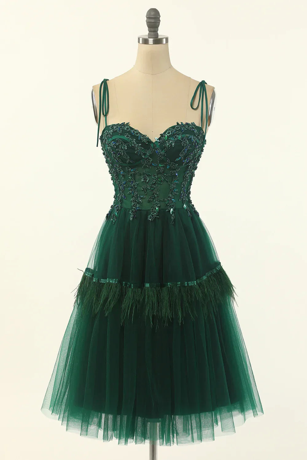 A-Line Green Tulle Above Knee Length Homecoming Dress Party Dress Y1703