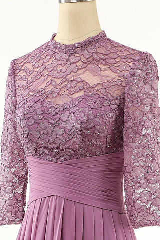 Brautmutterkleid Chiffon Lang mit Spitze