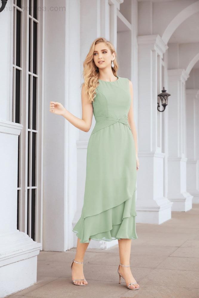 Vestido de festa formal para mãe da noiva, corte A, duas peças, Numbersea 28072 