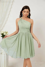 Vestido de dama de honor corto de chiffon de un hombro Numbersea para mujer Vestidos formales para fiesta y regreso a casa 2804