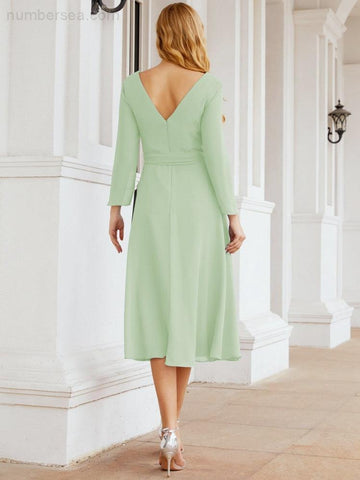 Brautjungfernkleid mit V-Rücken und Taillengürtel für die Mutter der Braut, Hochzeitsgast 28031 