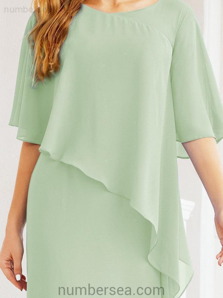 Vestido de festa formal comprido Numbersea com capa e folhos 28026 