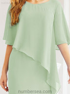 Vestido de festa formal comprido Numbersea com capa e folhos 28026 