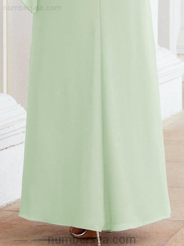 Numbersea Formal Party Gown Dress Long Mother of The Bride Dresses with Ruffle Cape 28026