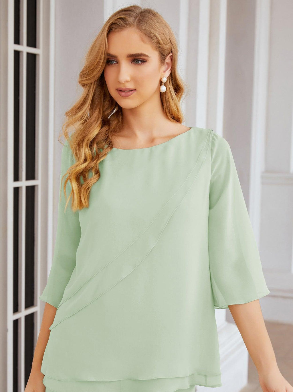 Vestido elegante de 2 peças para mãe da noiva Numbersea, tamanho grande, com folhos, camadas, roupão prateado 28064 