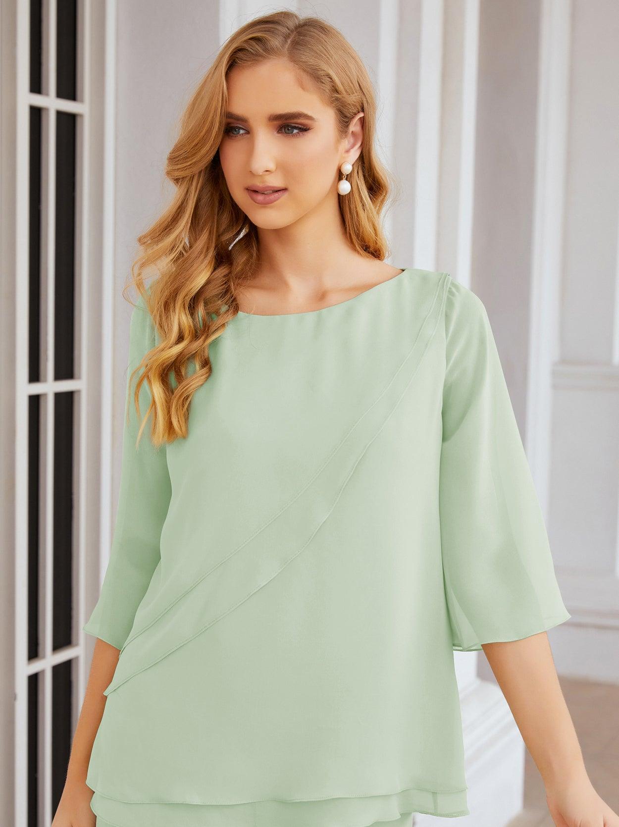 Vestido elegante de 2 peças para mãe da noiva Numbersea, tamanho grande, com folhos, camadas, roupão prateado 28064 