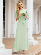 Vestido de festa formal comprido Numbersea com capa e folhos 28026 