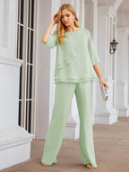 Vestido elegante de 2 peças para mãe da noiva Numbersea, tamanho grande, com folhos, camadas, roupão prateado 28064 