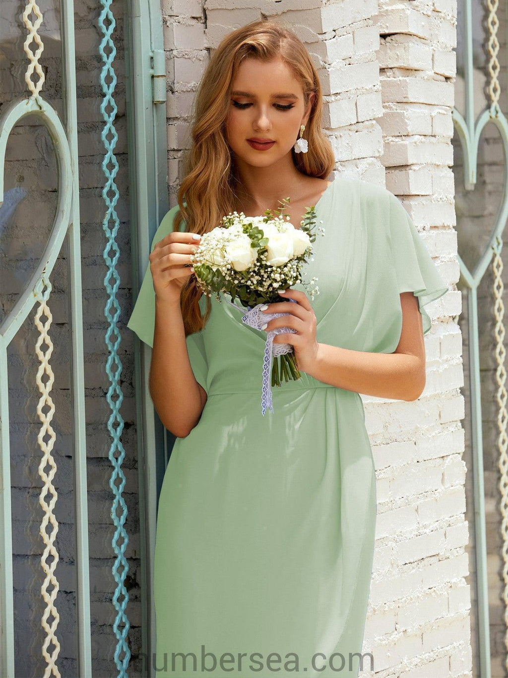 Vestidos de Baile de Regreso a Casa Sin Mangas Largo a la Rodilla Modelo 28021