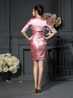 Etui-Linie/Säule U-Ausschnitt Applikation Ärmellos Kurz Elastisch gewebt Satin Kleider für die Brautmutter