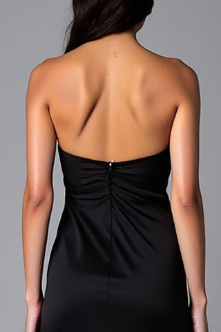 Black Halter Sheath Long Formal Dress with Slit