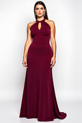 Vestido de cerimónia estilo tubinho em jersey cor vinho com alças finas