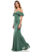 Robe de soirée longue en mousseline d'eucalyptus pour invité de mariage