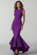 Robe longue de soirée sans manches col rond Plum Mermaid