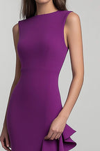 Round Neck Plum Sheath Long Formal Dress
