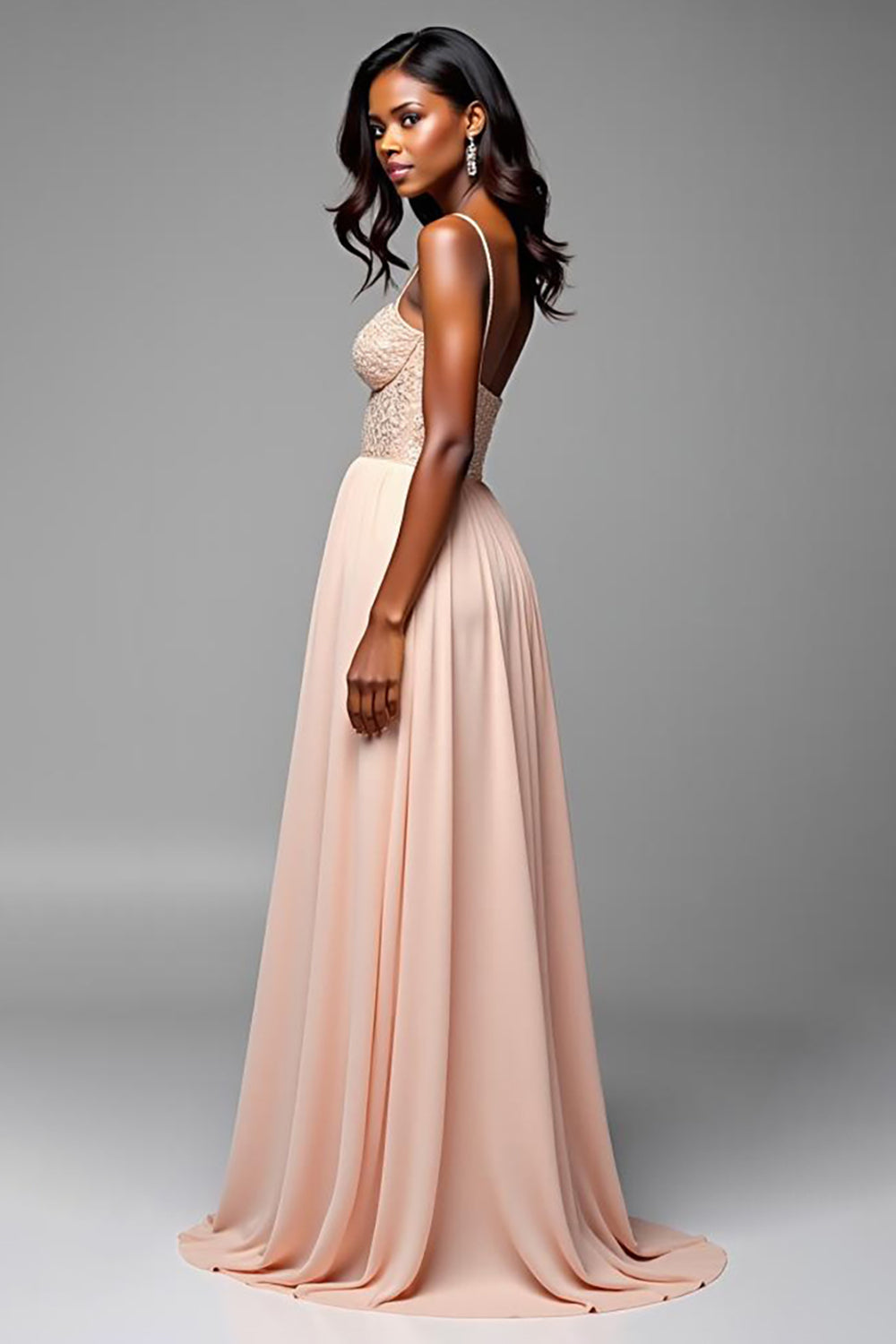 Champagne A Line Sweetheart Long Formal Dress