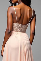 Champagne A Line Sweetheart Long Formal Dress