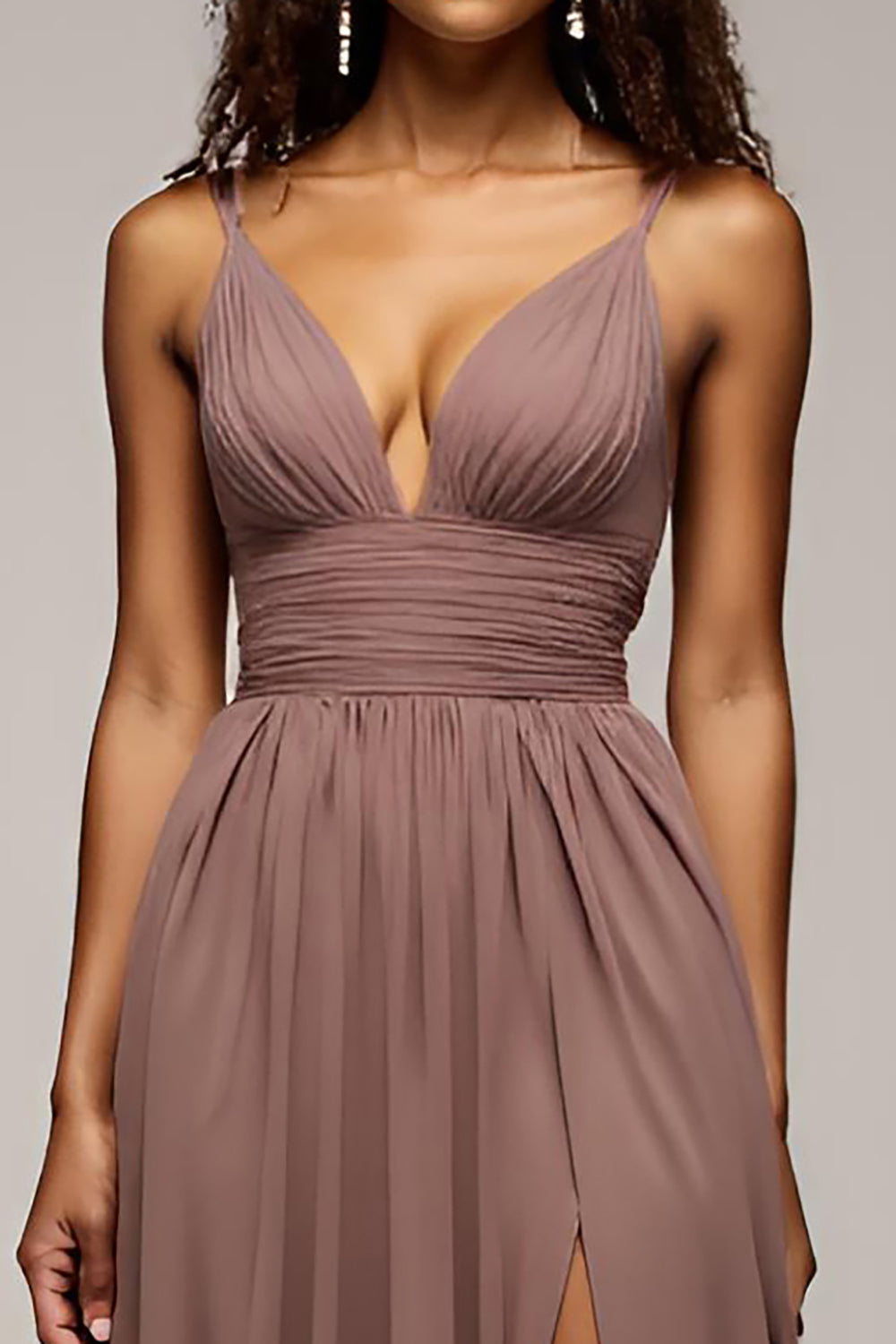 Chiffon Dusk Deep V-Neck Long Formal Dress with Slit