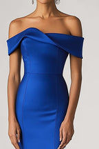 Royal Blue Sheath Satin Long Formal Dress