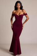 Robe de soirée longue bustier bordeaux sirène