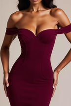 Mermaid Burgundy Off the Shoulder Long Formal Dress