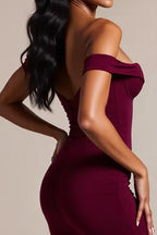 Mermaid Burgundy Off the Shoulder Long Formal Dress