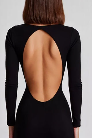 Black Sheath Boat Neck Long Sleeves Formal Dress with Slit