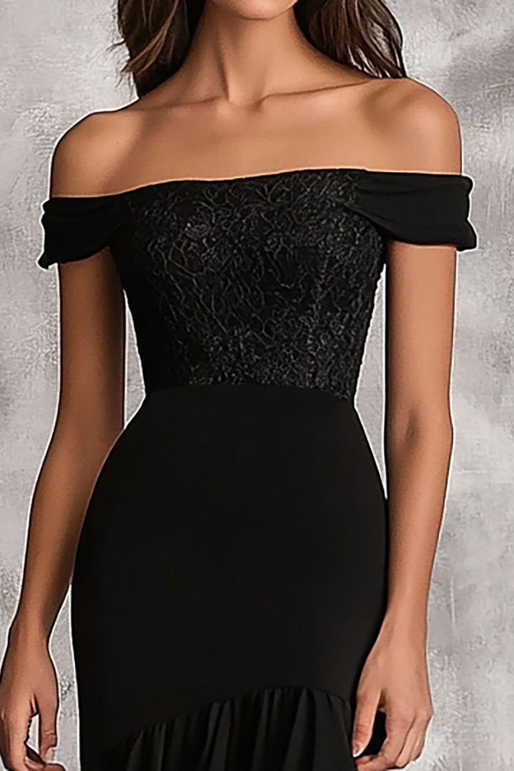 Black Mermaid Chiffon Off the Shoulder Long Formal Dress