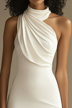 Sleeveless Sheath Ruched Bodycon Mini Little White Dress