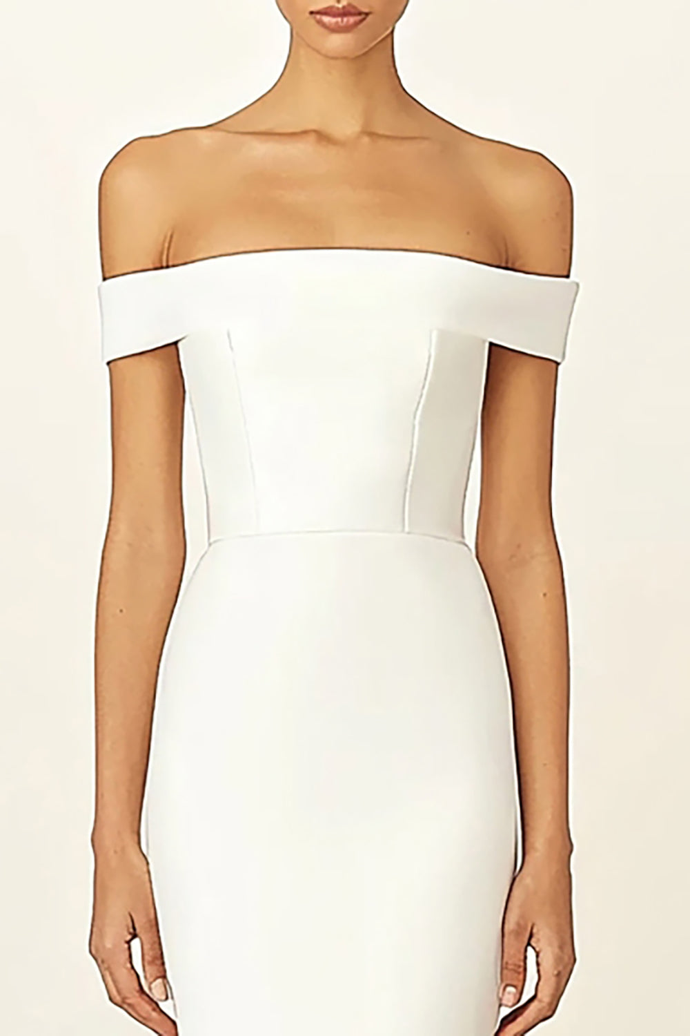 Off the Shoulder White Sheath Long Rehearsal Dinner Dress