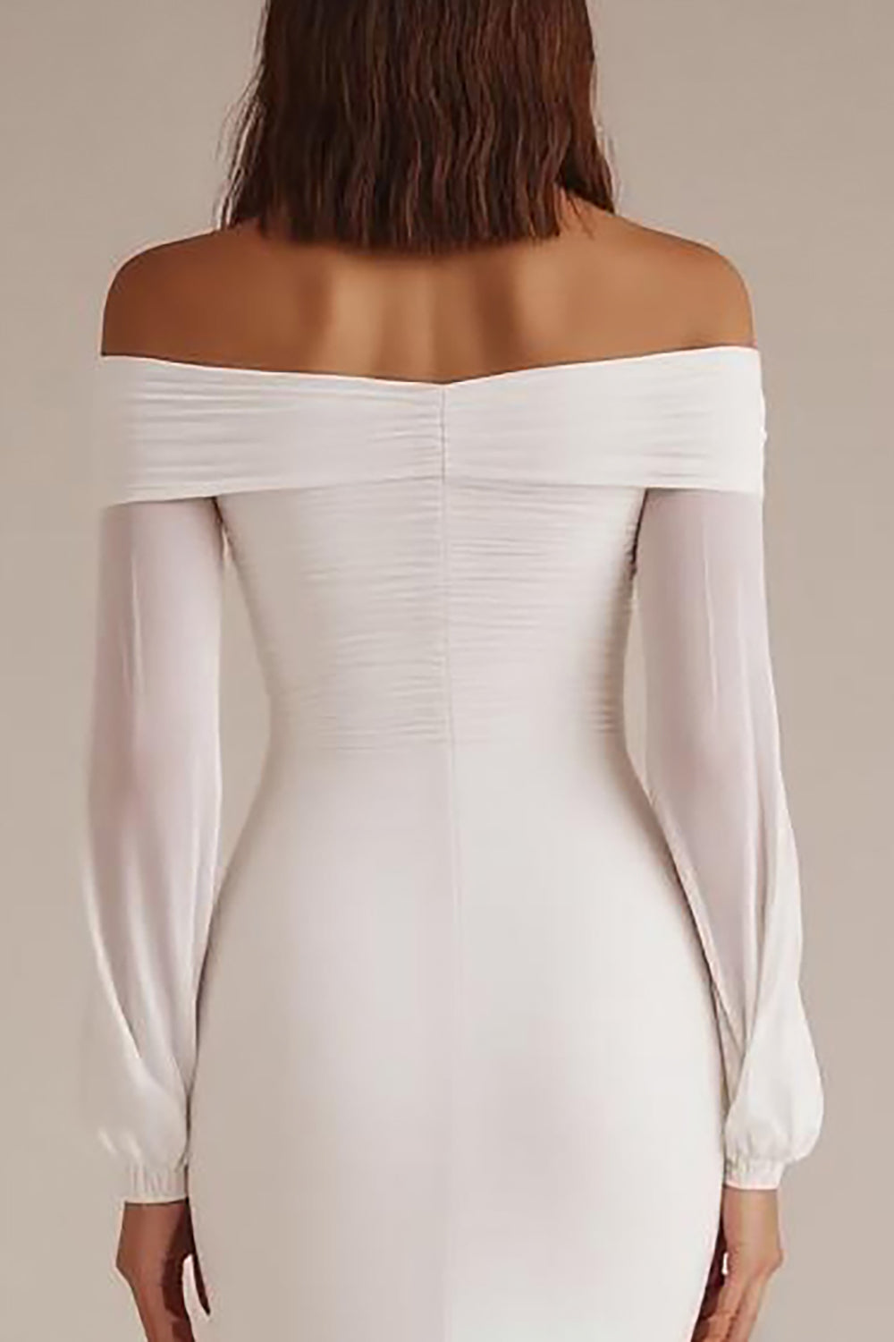 White Off the Shoulder Sheath Long Rehearsal Dinner Dress