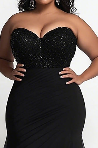 Simple Black Sweetheart Mermaid Plus Size Prom Dress