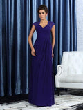 Abito per Madre della Sposa a Silhouette Tromba/Sirena, Scollo a V Senza Maniche Lungo in Chiffon